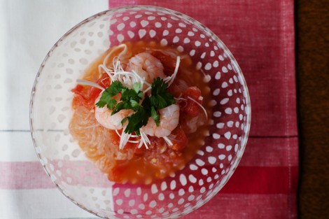 トマトの冷製ピリ辛麺